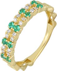 Bony Levy El Mar 18K Yellow Gold Emerald & Diamond Stackable Band Ring