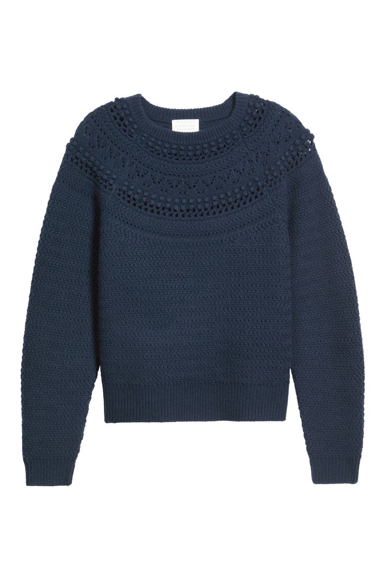 Mixed Stitch Wool & Cashmere Sweater, Alternate, color, NAVY NIGHT