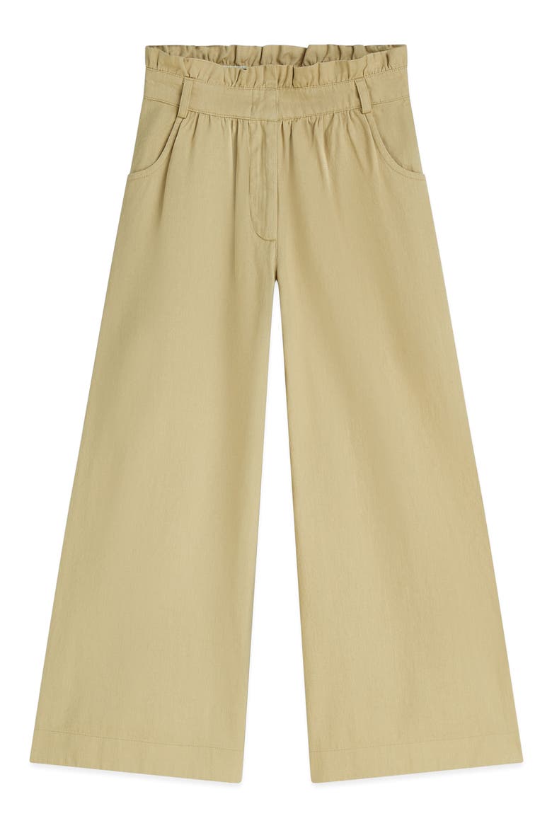 Kids' High Waist Wide Leg Cotton Pants, Main, color, PALE KHAKI