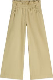 Scotch & Soda Kids' High Waist Wide Leg Cotton Pants