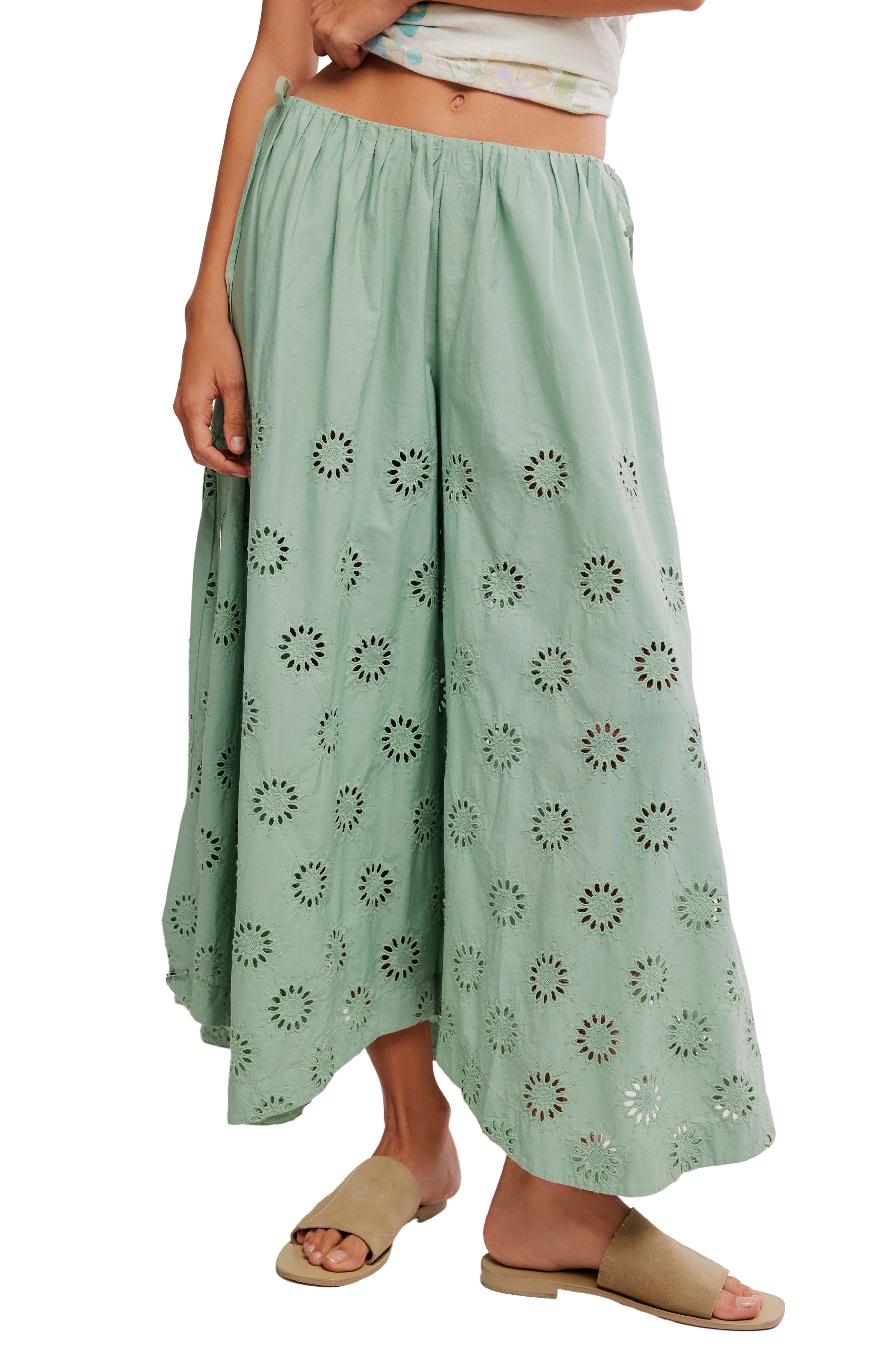 32.しめ縄 Sweet Serenade Wide Leg Cotton Eyelet Pants (Women) | Nordstrom