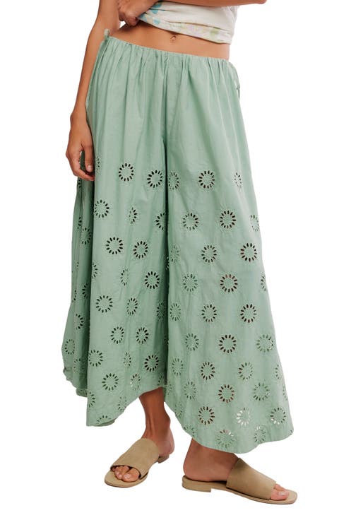 Sweet Serenade Wide Leg Cotton Eyelet Pants
