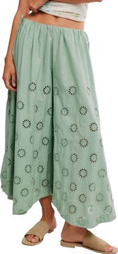 Free People Sweet Serenade Wide Leg Cotton Eyelet Pants