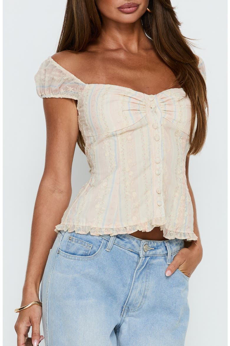 Trinitee Cap Sleeve Button-Up Top, Main, color, FLORAL