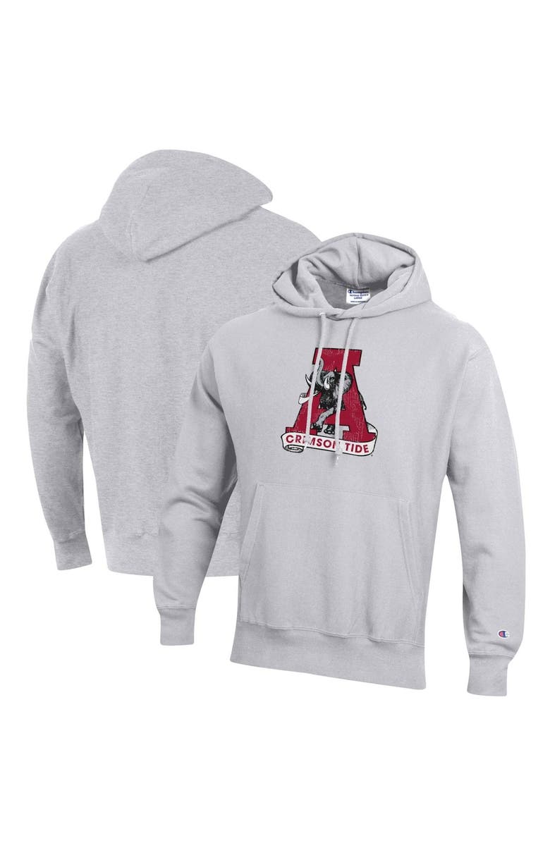 Champion Men's Champion Heathered Gray Alabama Crimson Tide Vault Logo Reverse Weave Pullover Hoodie, Alternate, color,