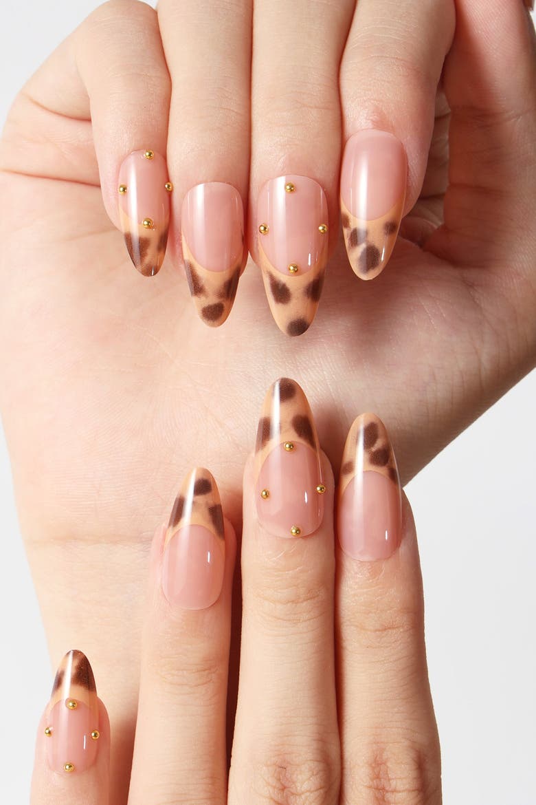 French Leopard French Tip Press On Nails, Alternate, color, Brown