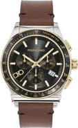 FERRAGAMO 1927 Chronograph Leather Strap Watch, 42mm