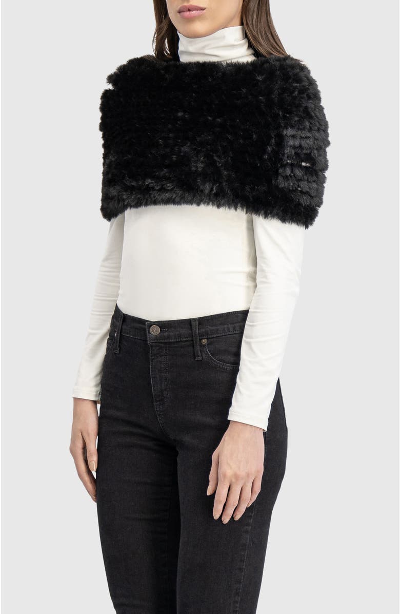 Lyla Grant Fur-Free Rex Rabbit (Faux Fur) Knit Cowl, Alternate, color, Black