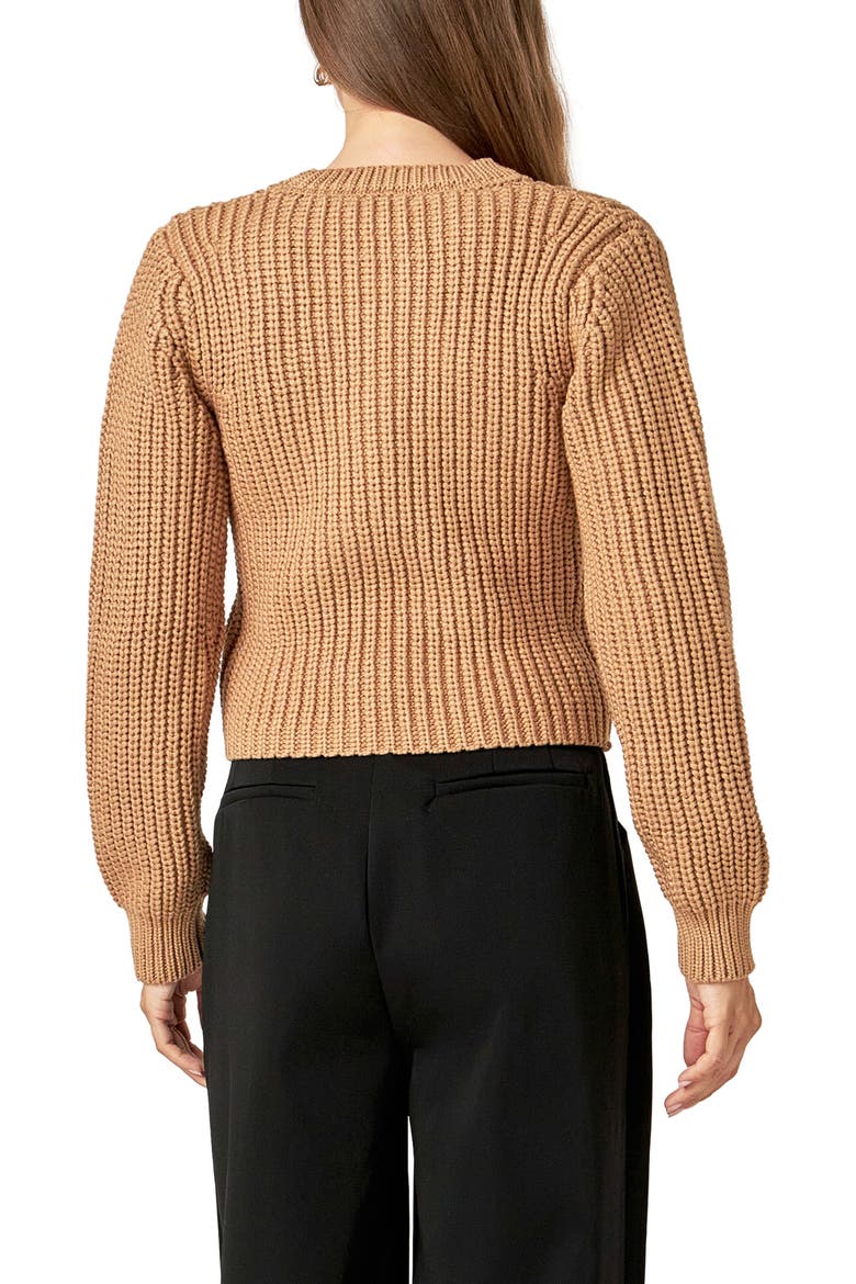 Crewneck Crop Sweater, Alternate, color, CAMEL