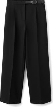 MANGO Mid Rise Straight Leg Belt Pants