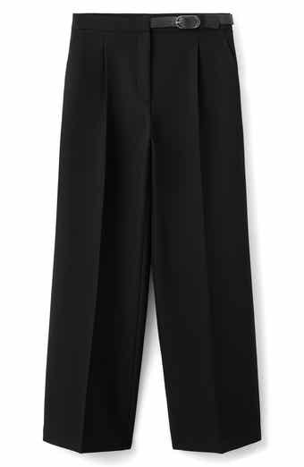 Mid Rise Straight Leg Belt Pants