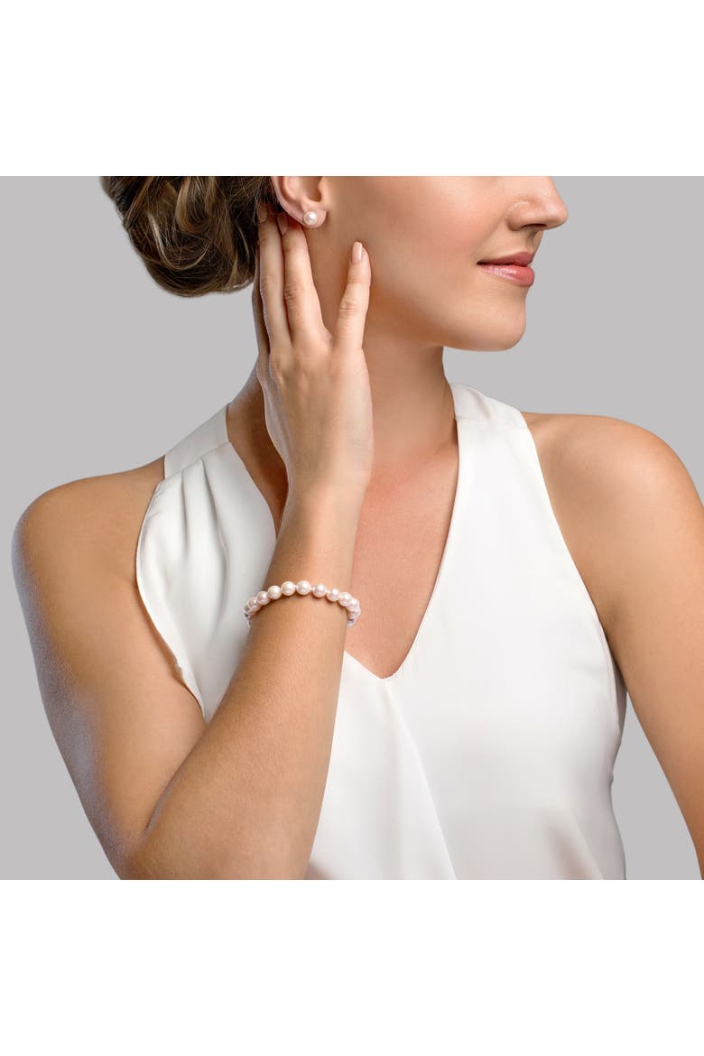 7.5-8.0mm Akoya White Pearl Bracelet - AAA Quality, Alternate, color, Yellow Gold Clasp