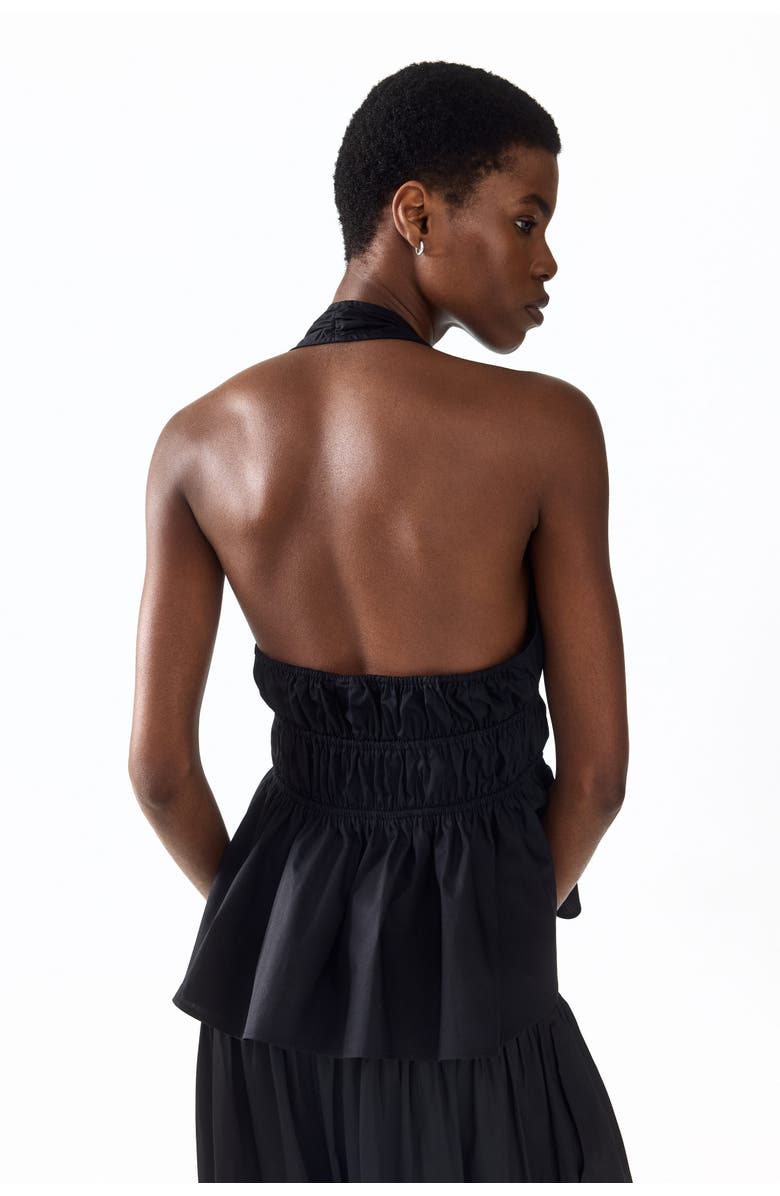 H&M Peplum Halterneck Top, Alternate, color, Black
