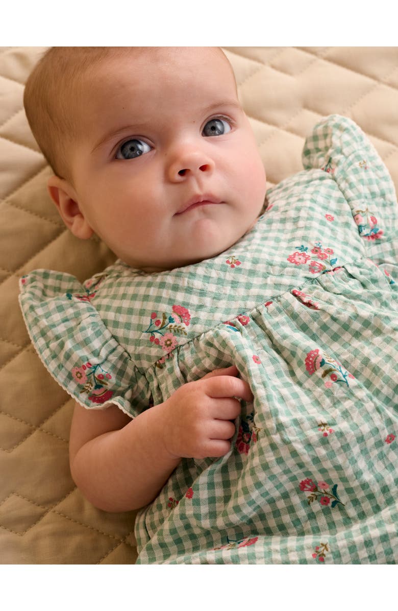 Purebaby Gingham Pinnie, Alternate, color, Frida Print