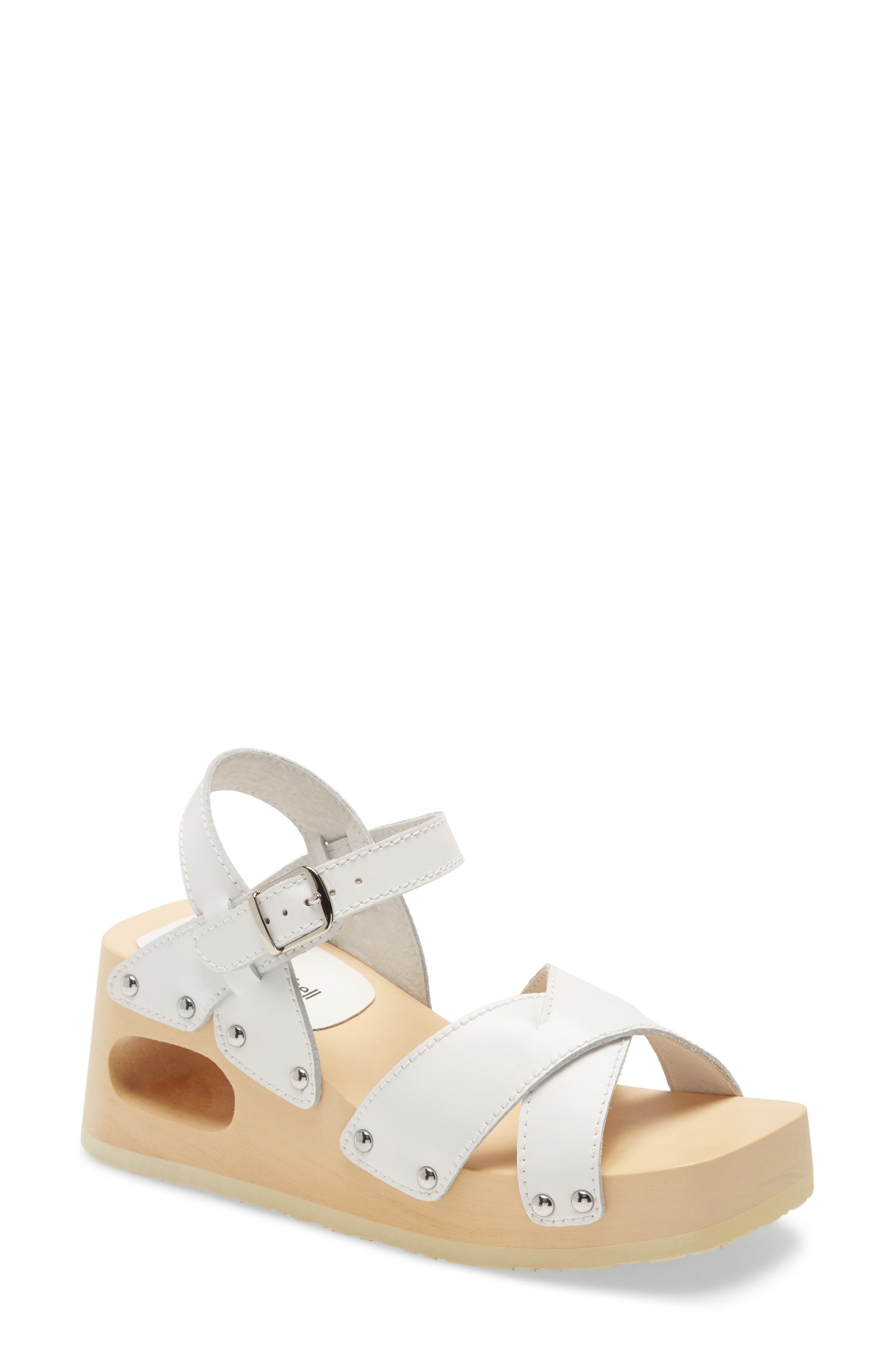 Spiced Wood Wedge Sandal, Main, color, WHITE LEATHER