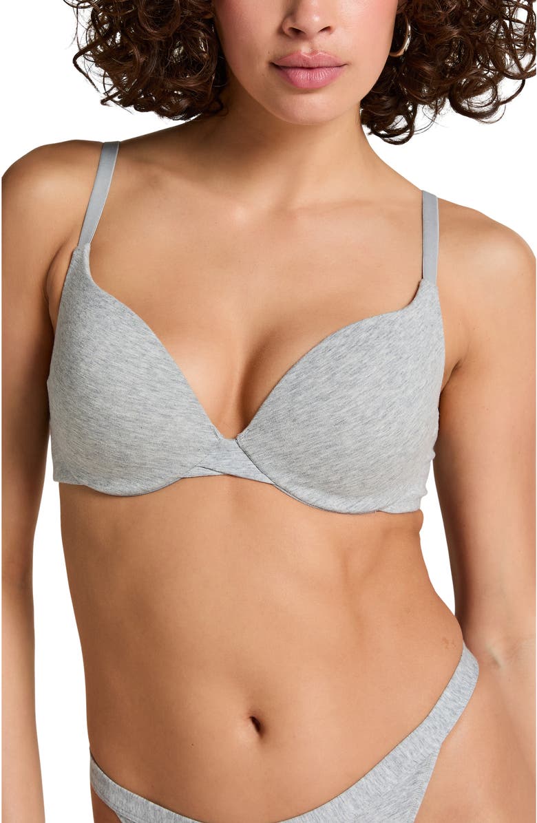Hunkemöller Cotton Padded Underwired Push-Up Bra, Main, color, Grey