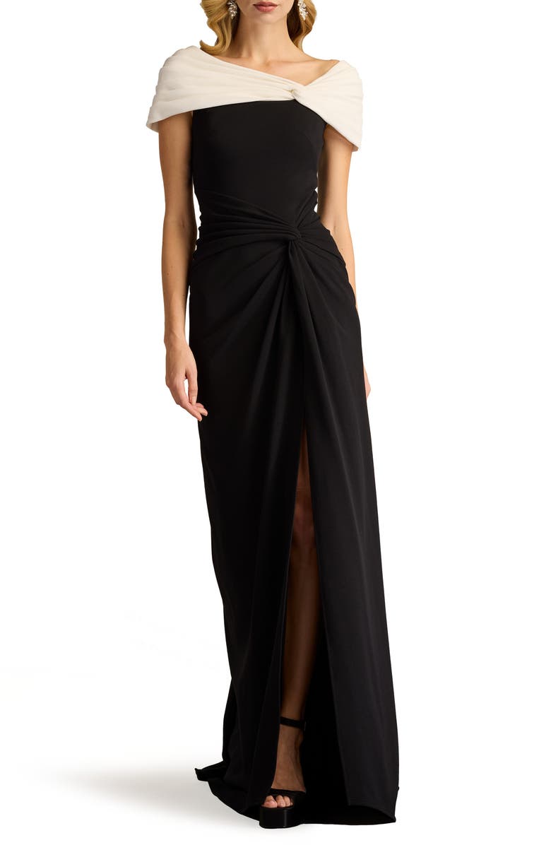 Tadashi Shoji Asymmetric Neck Sheath Gown, Main, color,