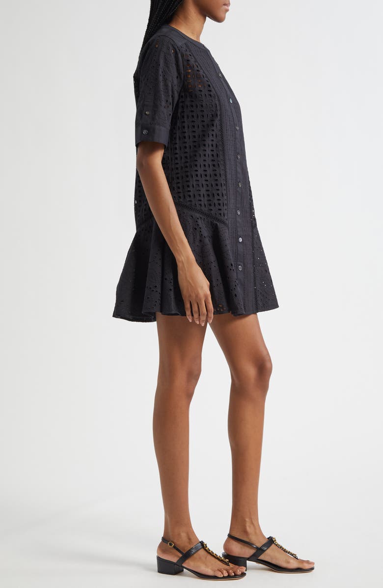 Veronica Beard Dara Eyelet Dress, Alternate, color, Black