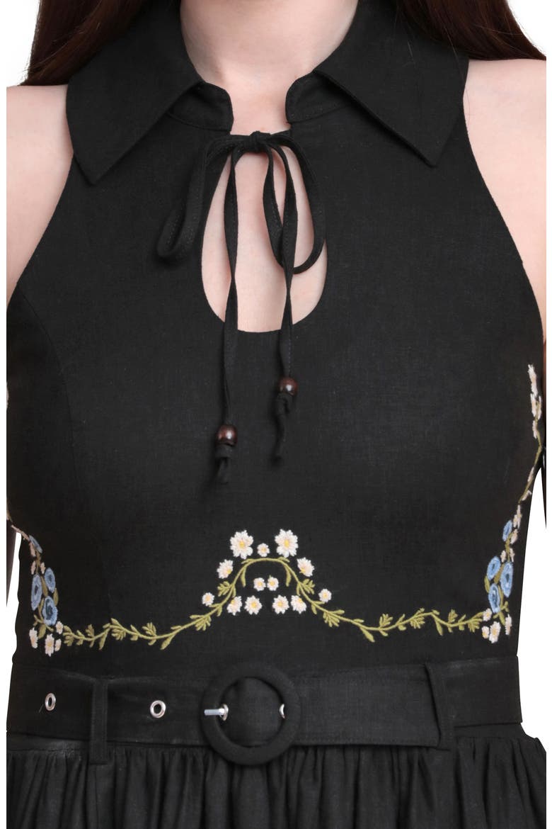 Placed Floral Embroidery DRess, Alternate, color, BLACK