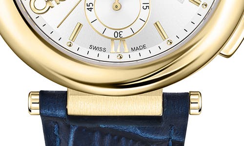Ferragamo Croc-embossed Leather Strap Chronograph Watch, 40mm In Blue
