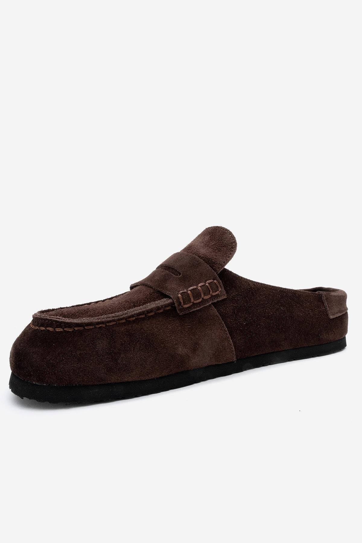 Priva Leather Slip-On Slipper, Alternate, color, Brown Suede