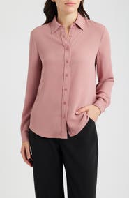 AK ANNE KLEIN Clean Front Utility Button-Up Shirt