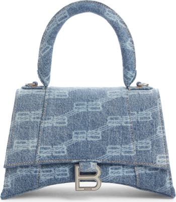 Balenciaga Small Denim Logo Hourglass Top Handle Bag | Nordstrom
