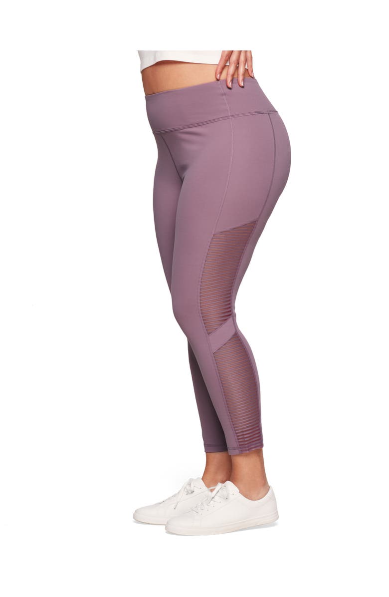 Adore Me Cali Active 7/8 Legging With Striped Mesh, Alternate, color, Dark Purple