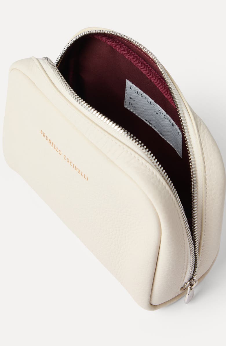 Brunello Cucinelli Calfskin beauty case, Alternate, color, Chalk