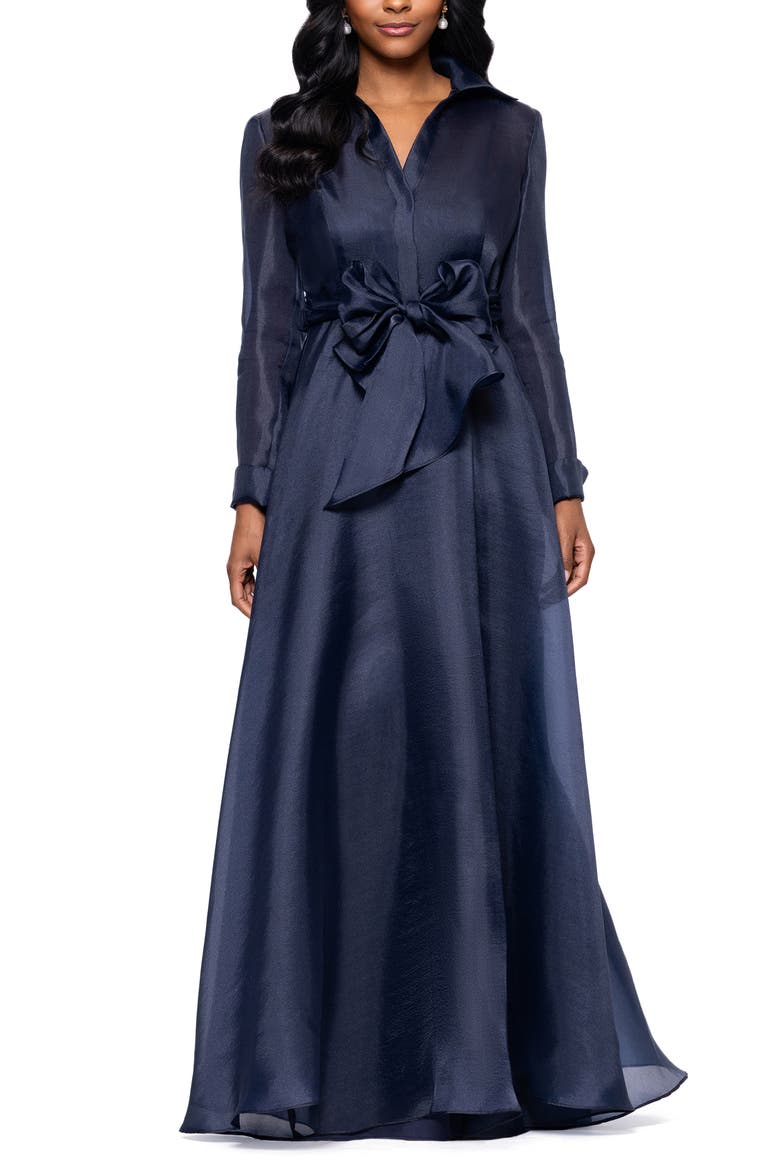 Long Sleeve Organza Dress, Main, color, NAVY
