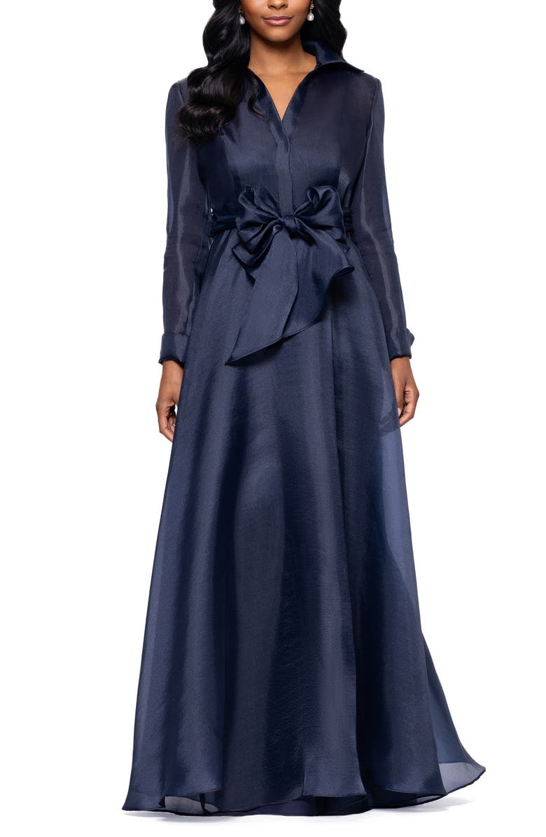 Betsy & Adam Long Sleeve Organza Dress, Main, color, 