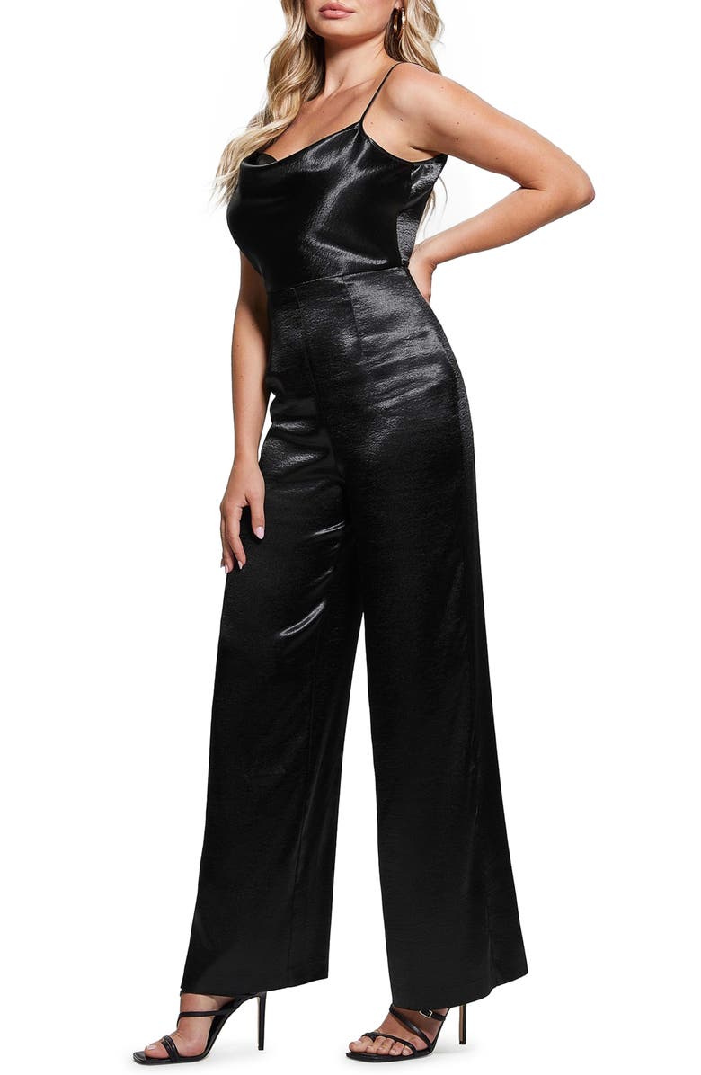 GUESS Jennie Chain Detail Satin Jumpsuit, Alternate, color, 