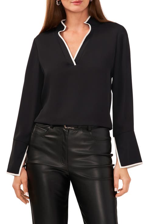 ヴィンスカムート Vince Camuto Bloosan Crew Neck Blouse レディース シャツ トップス Rich Black Vince Camuto V-Neck Combo Long Sleeve Blouse Rich Black XS