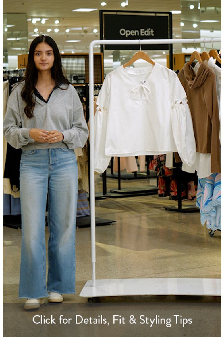 Tie Neck Cutout Poplin Top video