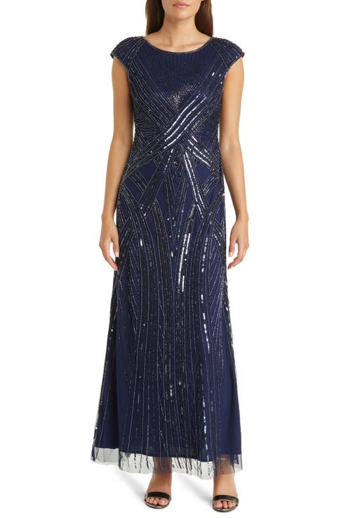 Embellished Cap Sleeve Gown