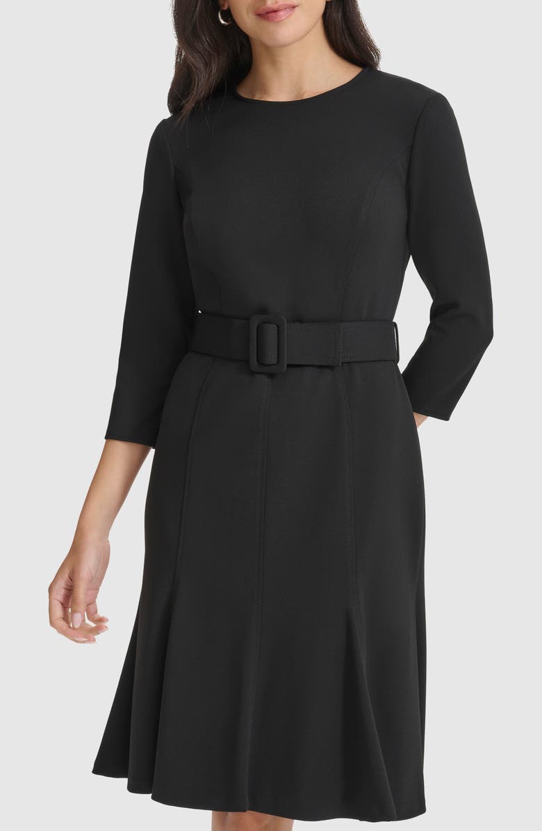 Calvin Klein Belted A-Line Dress, Alternate, color, 