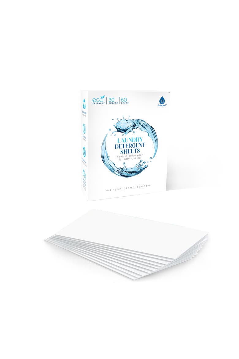 Natural Laundry Detergent Sheets - Fresh Linen Scent, Alternate, color, White