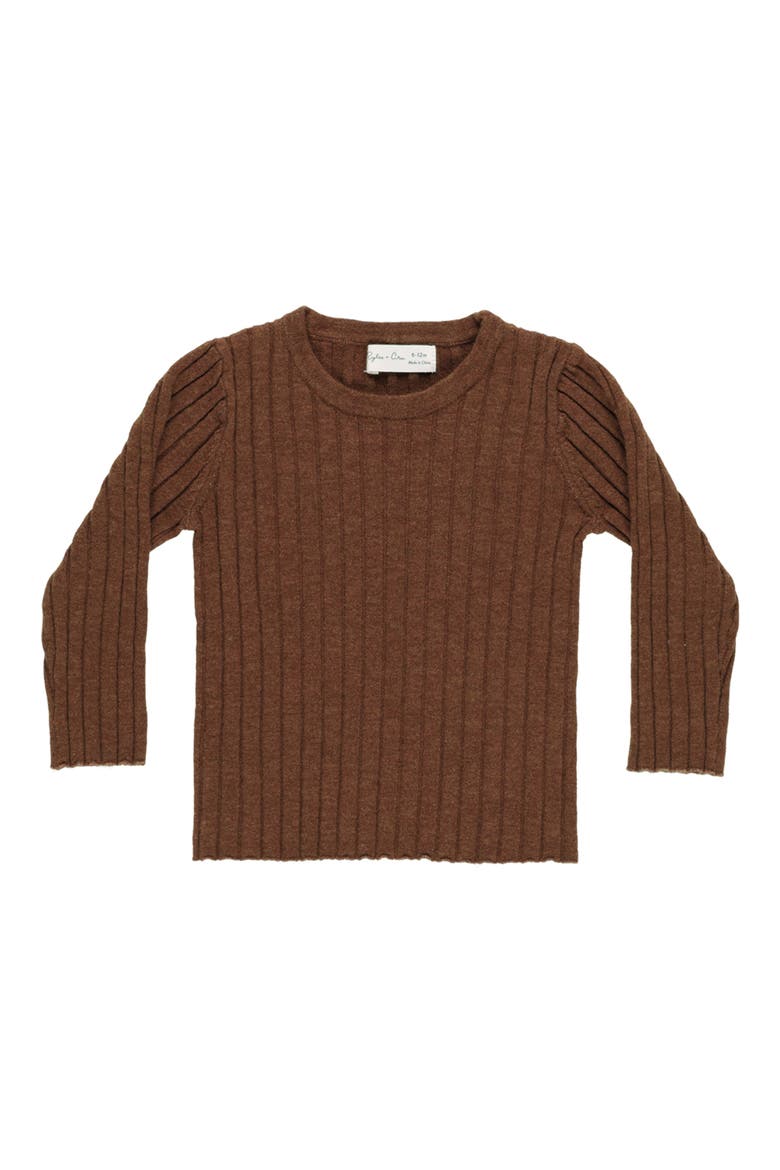 Kids' Long Sleeve Ribbed Top, Main, color, BROWN