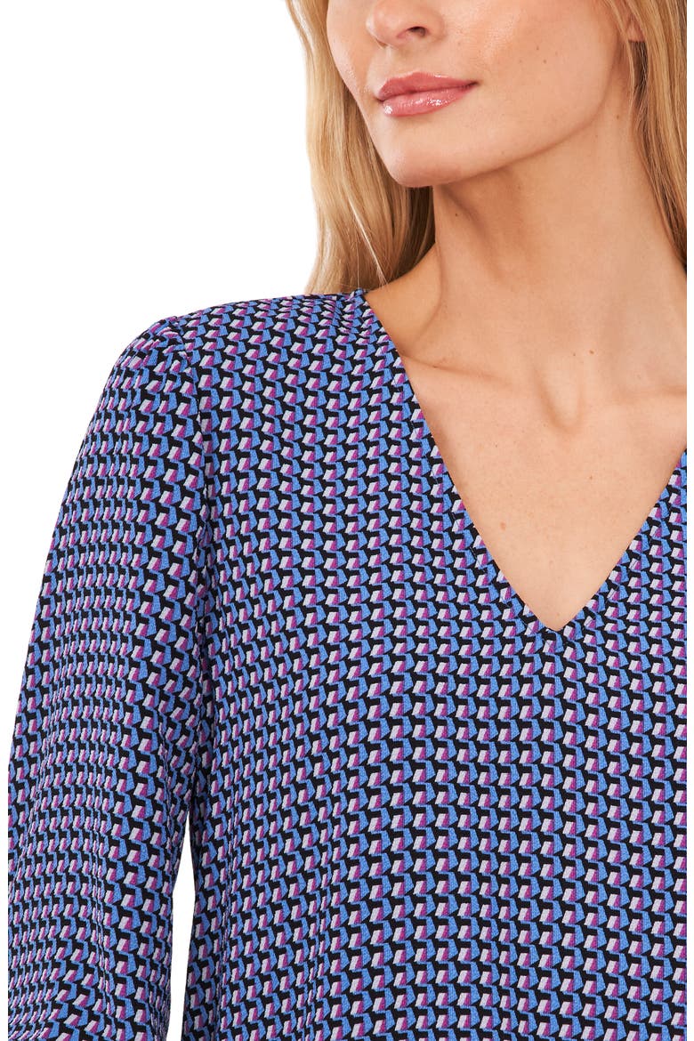 Long Sleeve V-Neck Top, Alternate, color, BLUE BLOSSOM