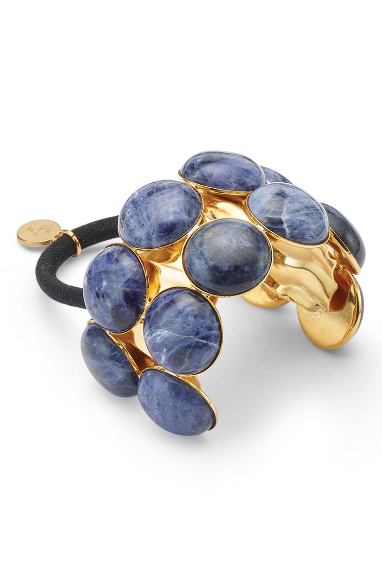 LELET NY Charlie Cuff Ponytail Holder, Main, color, Lapis / Gold
