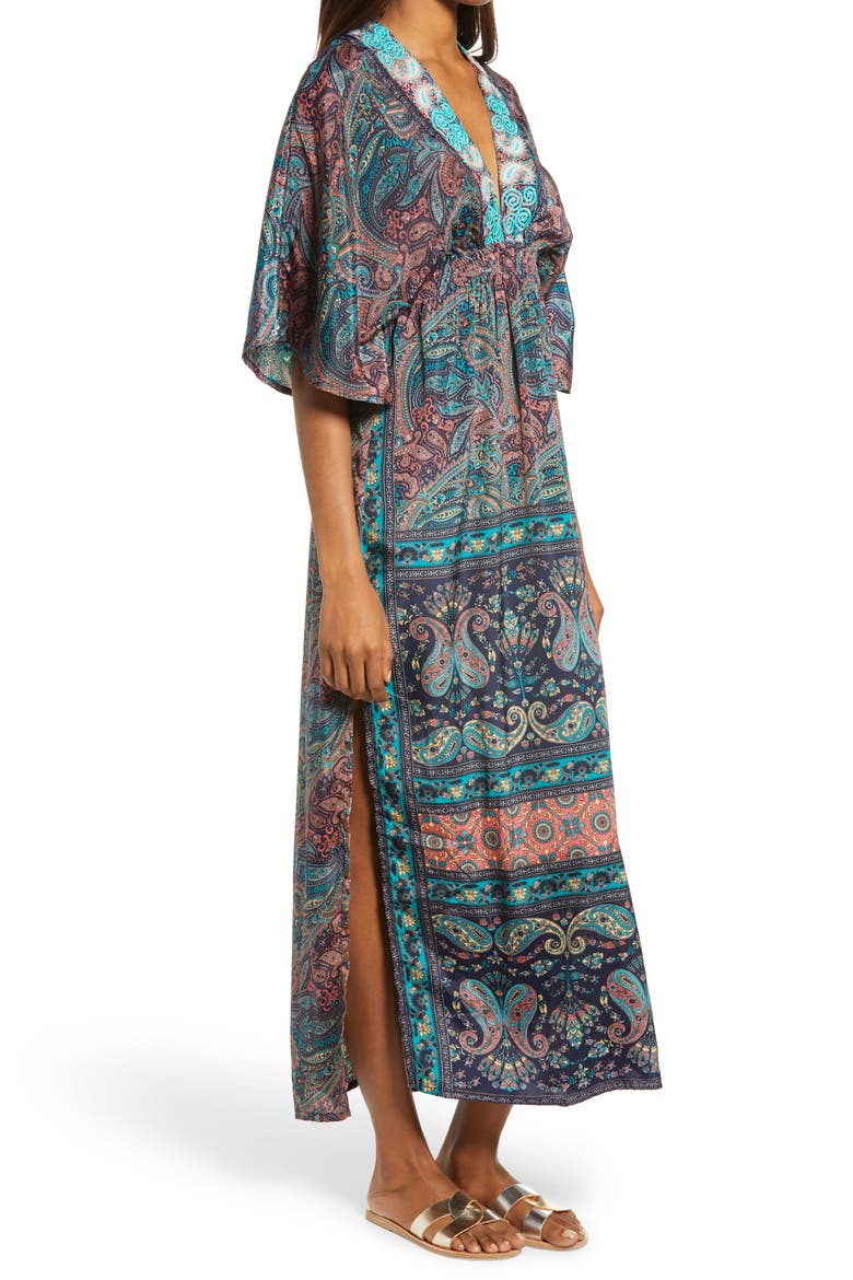Mystic Garden Paisley Dress, Alternate, color, TURQUOISE