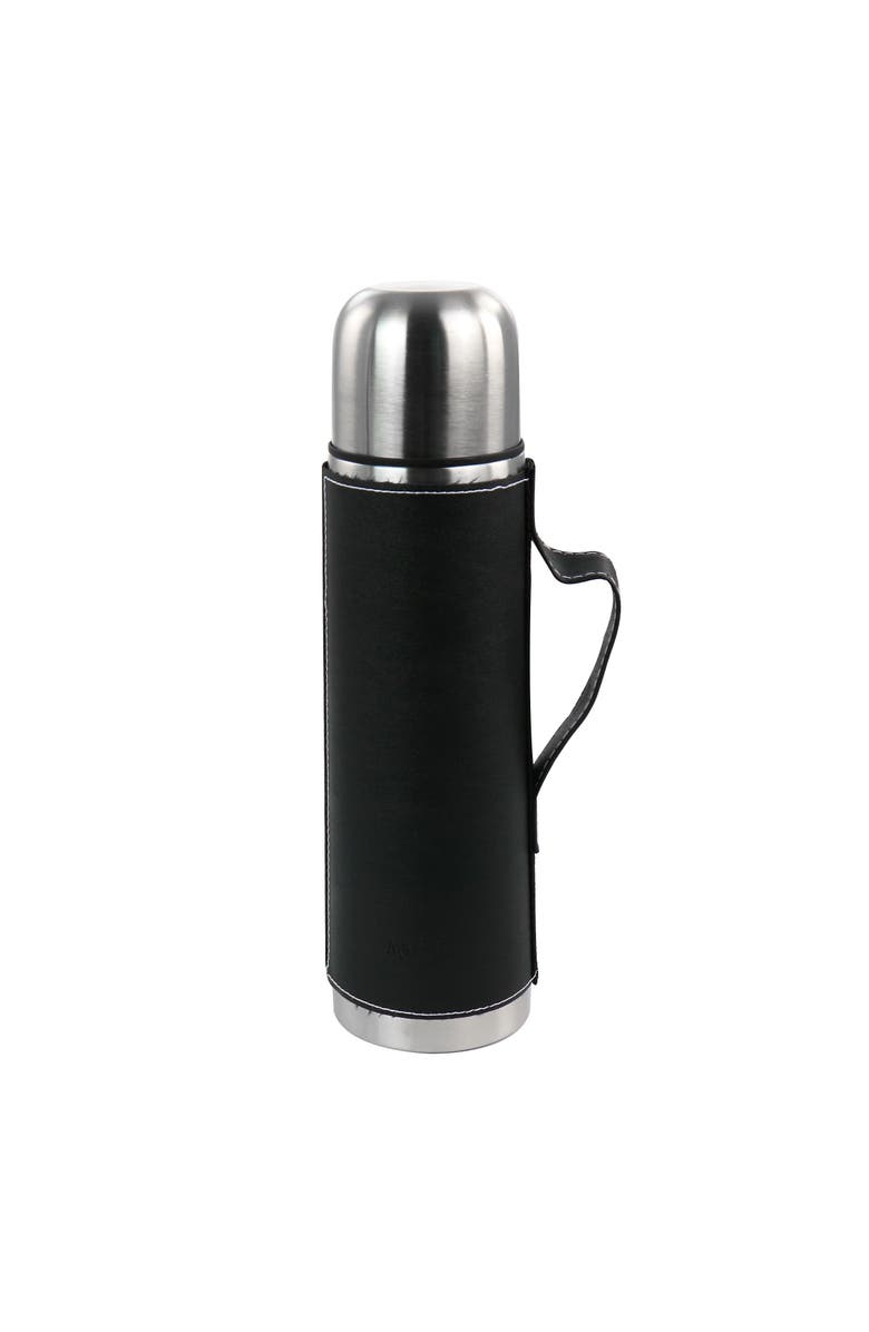 Mr. Coffee 23oz Stainless Steel Thermal Travel Bottle in Leatherette, Main, color, Metallic Silver