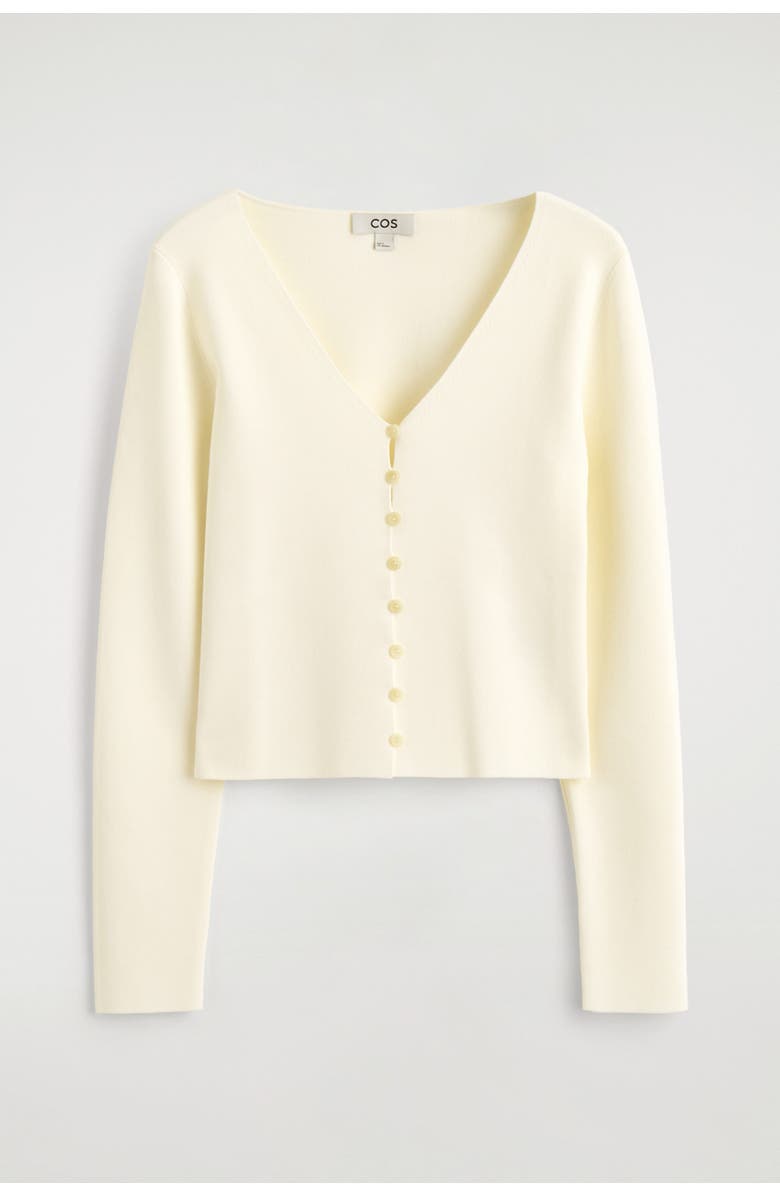 COS Minimal Knitted V-neck Cardigan, Alternate, color, Ivory