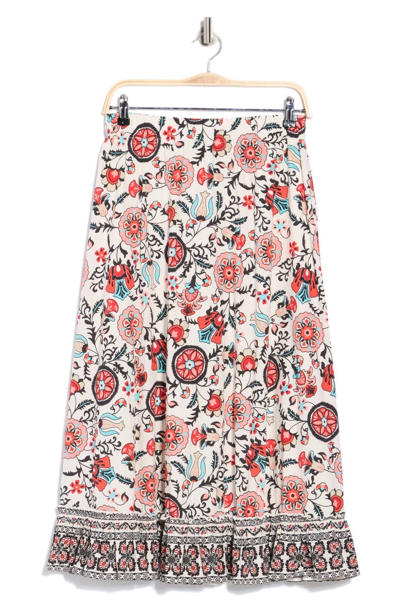 T Tahari Floral Tiered Pull-On Skirt, Main, color, Garden Party Print