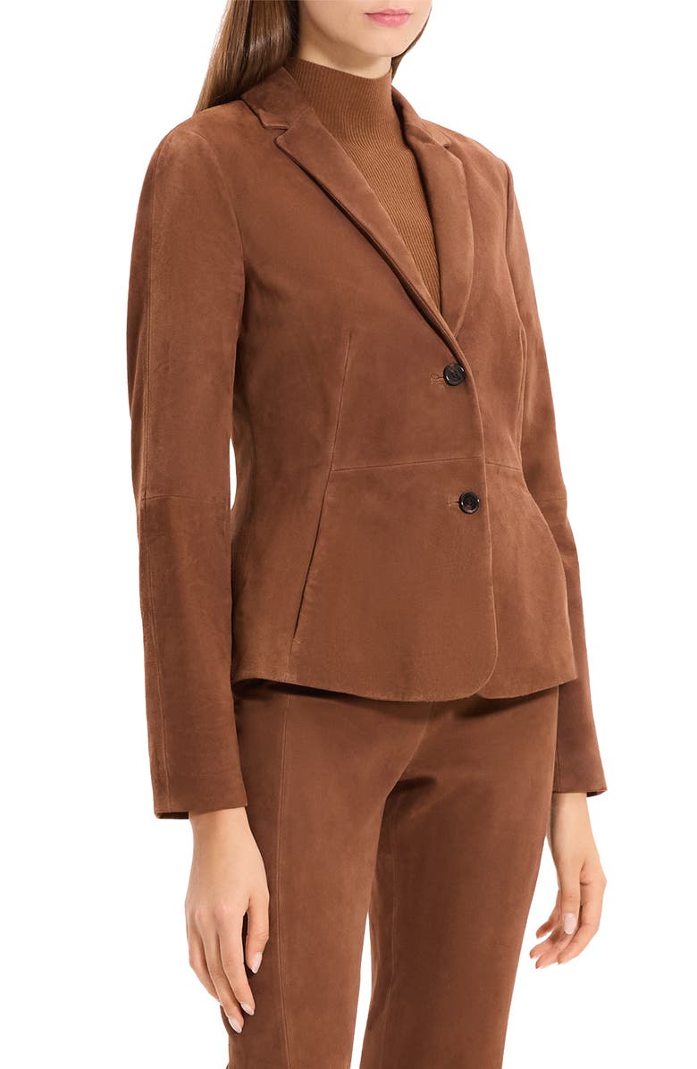 Theory Shaped Suede Blazer, Alternate, color, Caramel - D3g