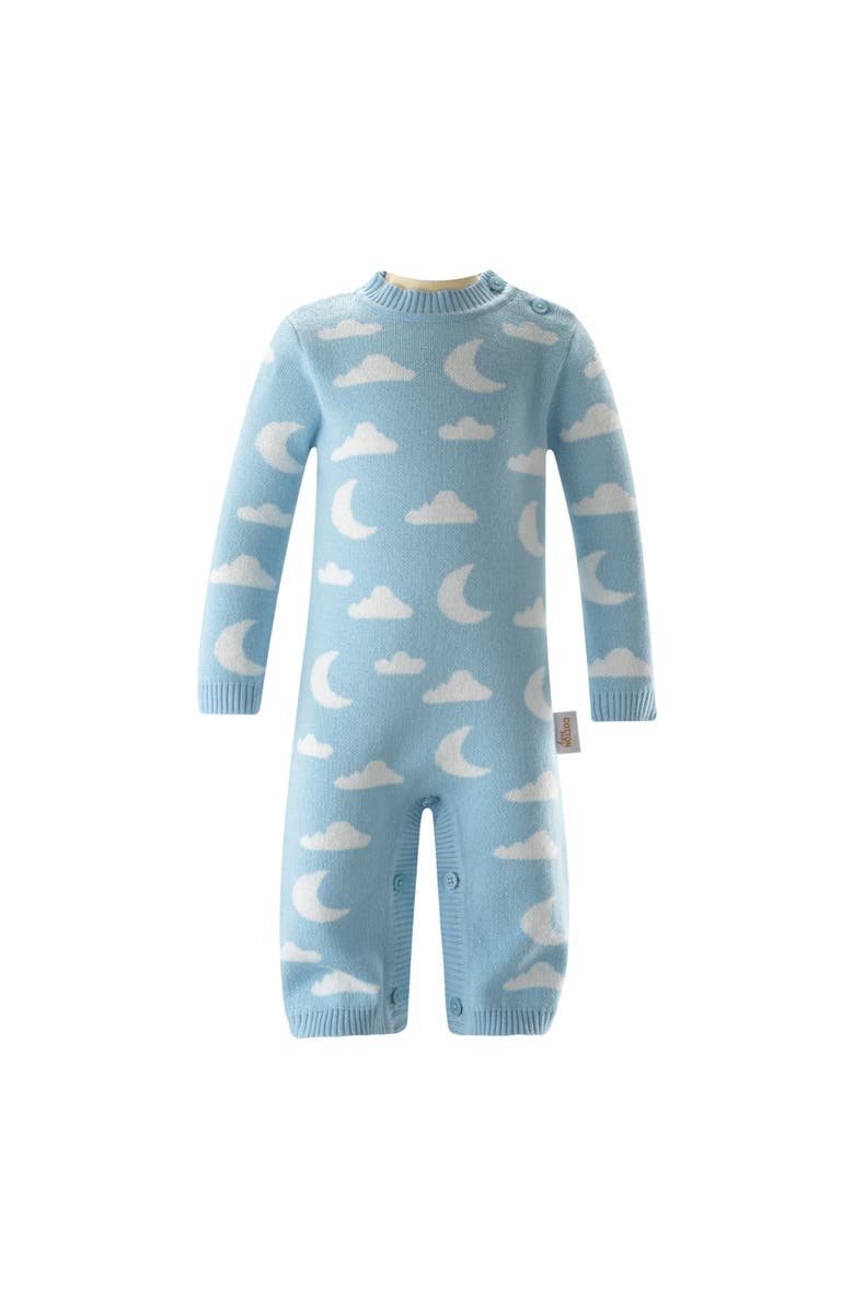 Rachel Riley Cloud & Moon Knit Playsuit, Main, color, Blue