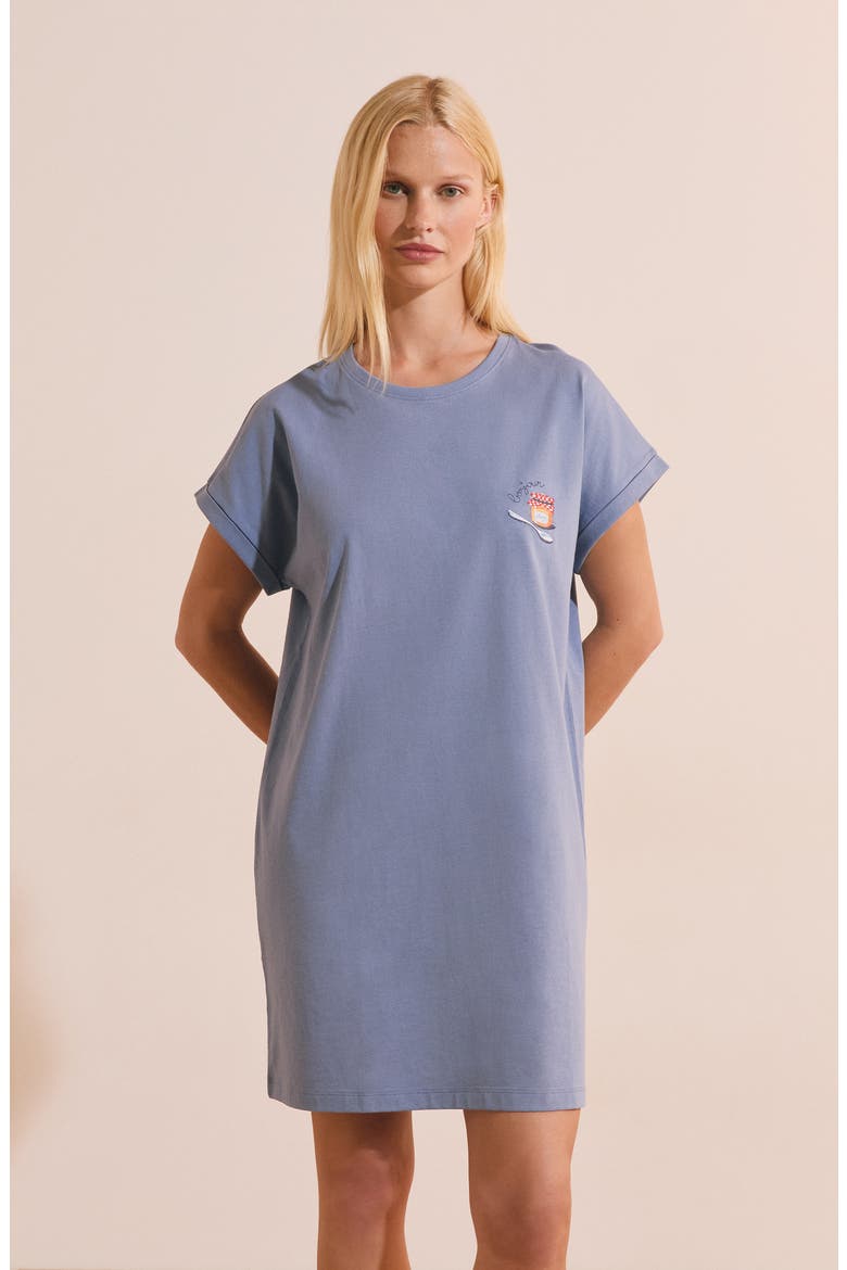 Brioche Cotton Jersey Sleep Shirt, Alternate, color, BLUE