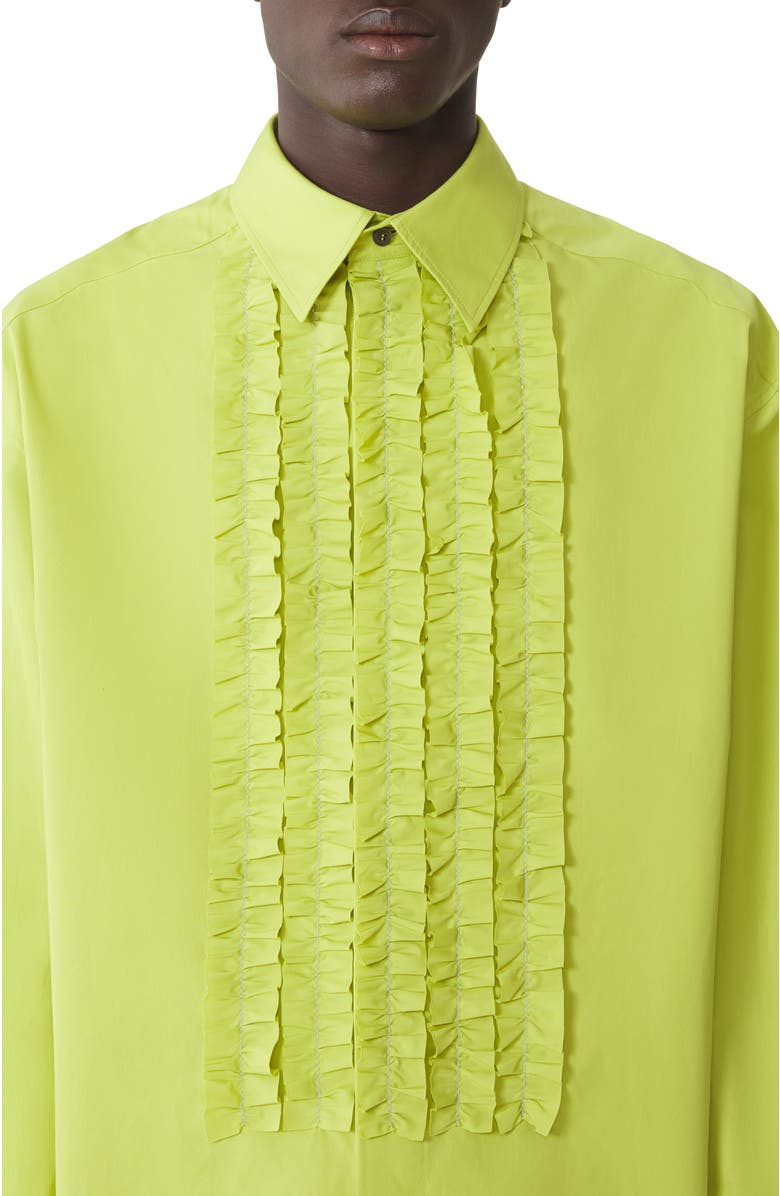 Lanvin Green Cotton Poplin Bib Front Shirt, Alternate, color, Absinth Green
