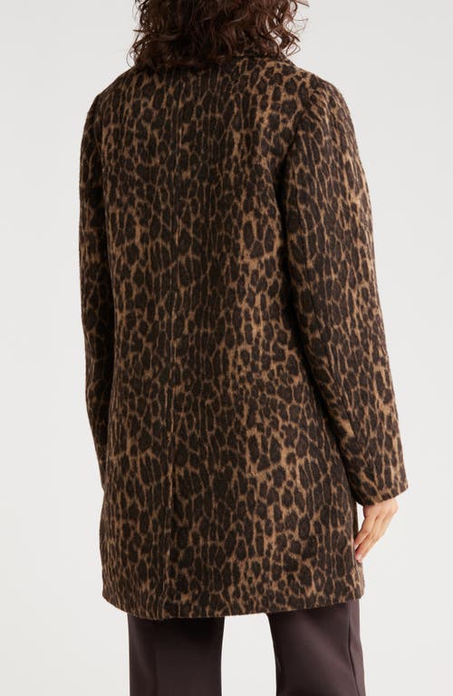 Bcbgeneration Missy Leopard Double Breasted Coat In Brown