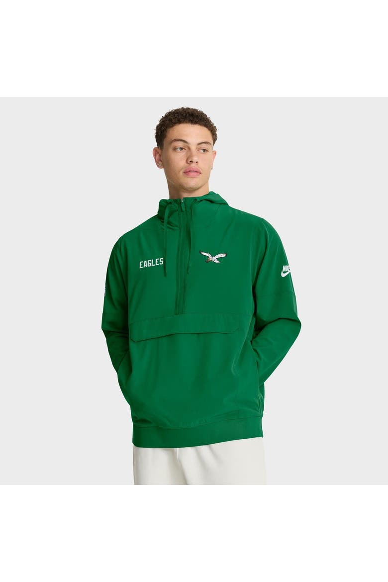 Men's Nike Kelly Green Philadelphia Eagles Sideline Alt Pack Anorak Half-Zip Hoodie Jacket, Main, color, Kelly Green